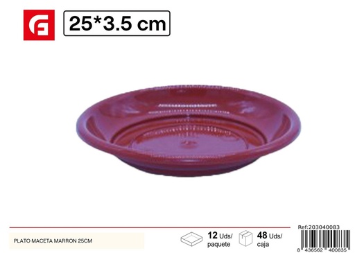 [203040083] Plato maceta marrón 25cm - Accesorios de jardinería