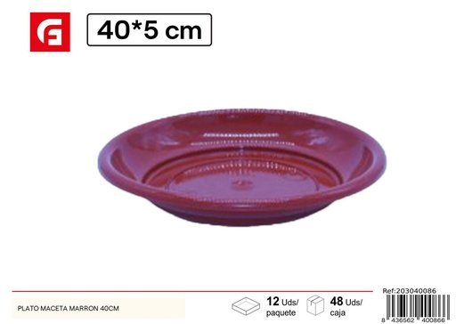 [203040086] Plato para maceta marrón 40cm - Jardinería y macetas