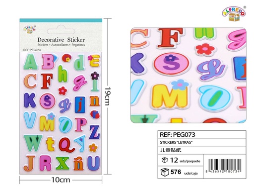 [PEG073] Stickers "Letras" 10x19 cm - Adhesivos infantiles