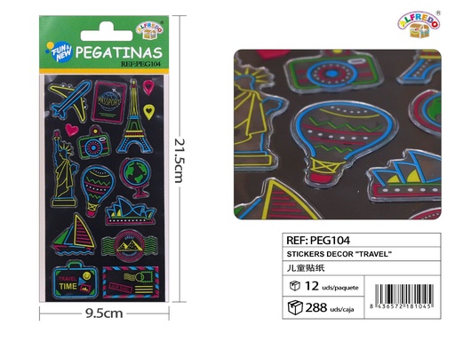 [PEG104] Pegatinas decorativas "Travel" 10x19cm para manualidades