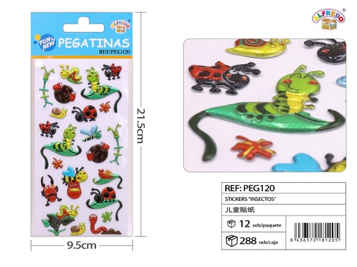 [PEG120] Stickers "Insectos" 9.5x21.5cm para manualidades