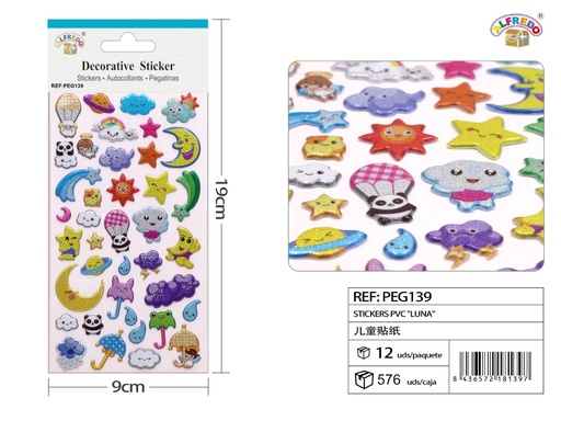 [PEG139] Stickers PVC "Luna" 8.5x19.5cm para manualidades