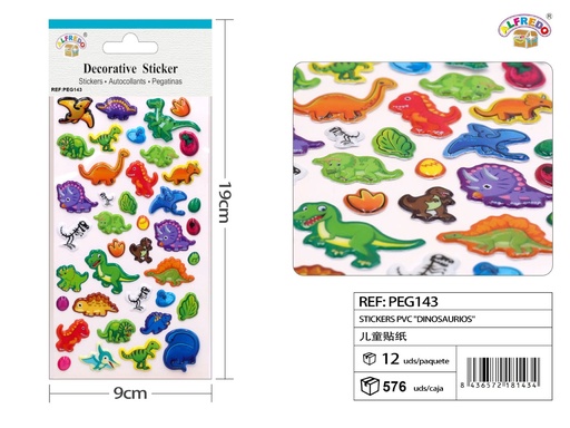 [PEG143] Stickers PVC "Dinosaurios" 9x19 cm - Adhesivos infantiles