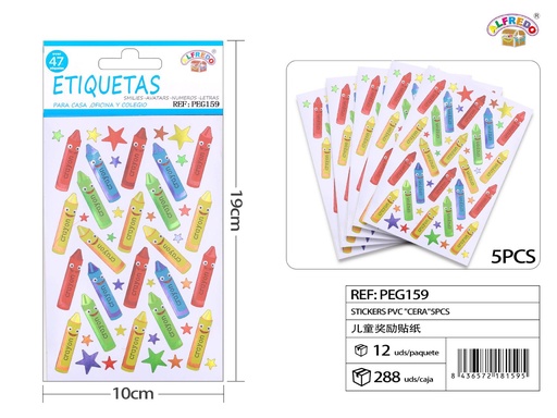 [PEG159] Pegatinas PVC ceras 5 hojas 10x19cm