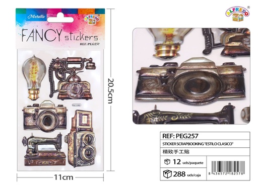 [PEG257] Sticker Scrapbooking "Estilo Clásico" 11X20.5CM - Pegatinas decorativas para manualidades