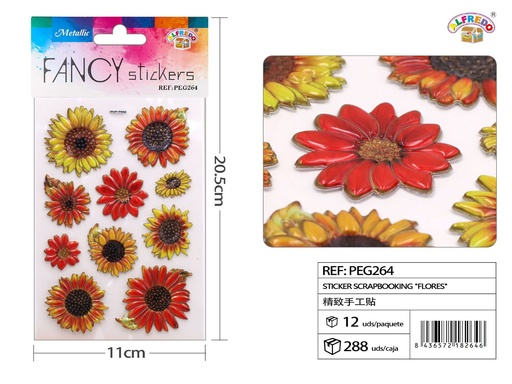 [PEG264] Sticker Scrapbooking "Flores" 11X20.5CM - Pegatinas decorativas para manualidades