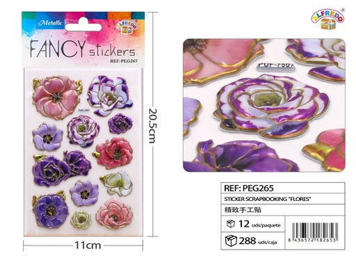 [PEG265] Sticker de scrapbooking "Flores" 11x20.5cm