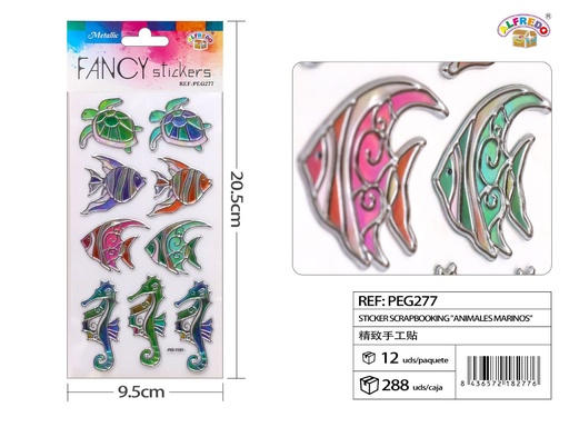 [PEG277] Sticker Scrapbooking "Animales Marinos" 11X20.5CM - Pegatinas decorativas para manualidades