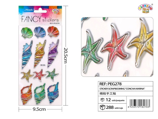 [PEG278] Sticker Scrapbooking "Concha Marina" 11X20.5CM - Pegatinas decorativas para manualidades