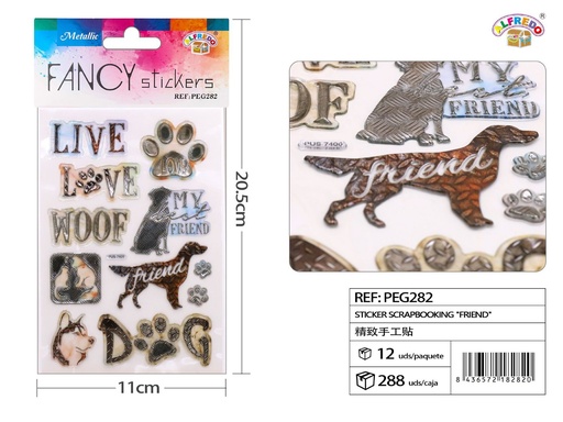 [PEG282] Sticker Scrapbooking "Friend" 11X20.5CM - Pegatinas decorativas para manualidades