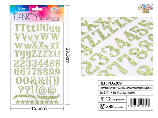 [PEG289] Números y letras DIY manualidades (verde) 15.5x29.5cm - Materiales de manualidades