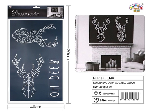 [DEC398] Decorativo de pared vinilo ciervo 40x70cm - Adhesivo decorativo