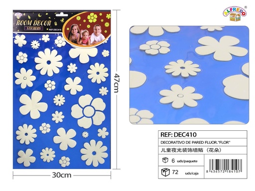 [DEC410] Decorativo de pared fluorescente "Flor" 30x47cm fosforescente