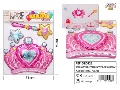 [DEC423] Decorativo de pared infantil 3D "Corona" 31x38 cm - Decoraciones infantiles