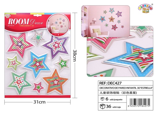 [DEC427] Decorativo de pared infantil 3D "Estrella" 31x38cm