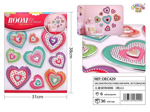 [DEC429] Decorativo de pared infantil 3D "Corazón" 31X38 cm - Decoración infantil
