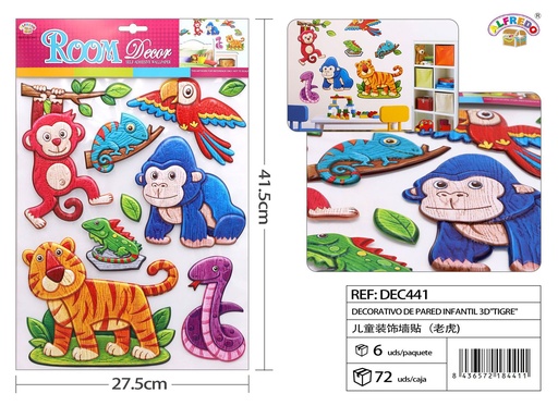 [DEC441] Decorativo de pared infantil 3D "Tigre" 27.5x41.5 cm - Decoraciones infantiles