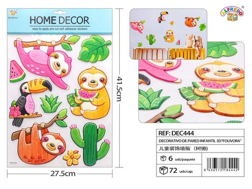[DEC444] Decorativo de pared infantil 3D "Folivora" 27.5x41.5 cm - Decoraciones infantiles
