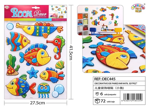[DEC445] Decorativo de pared infantil 3D "Pez" 27.5x41.5 cm - Decoraciones infantiles