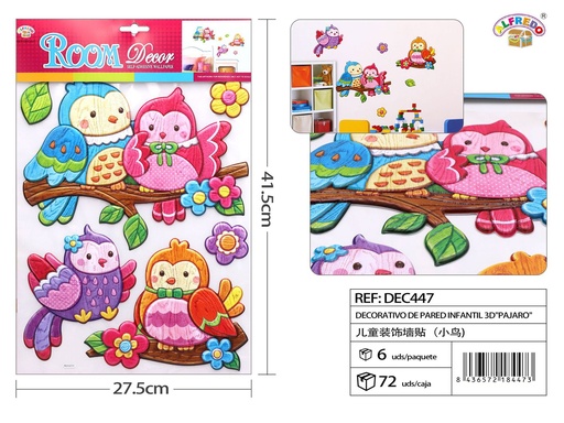 [DEC447] Decorativo de pared infantil 3D "Pájaro" 27.5x41.5 cm - Decoraciones infantiles