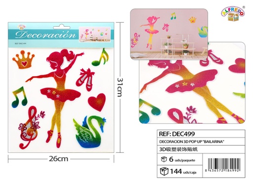 [DEC499] Decoración 3D Pop Up "Bailarina" 26x31 cm - Decoraciones infantiles