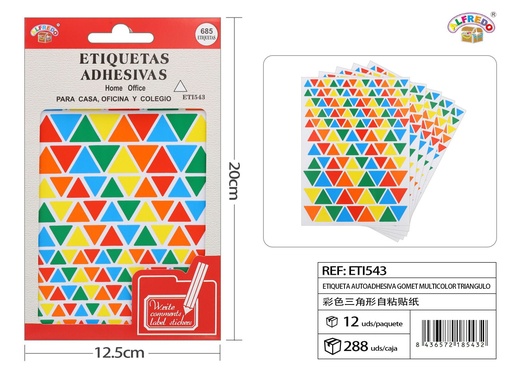 [ETI543] Etiqueta autoadhesiva gomet multicolor 12.5x20cm para oficina y material escolar