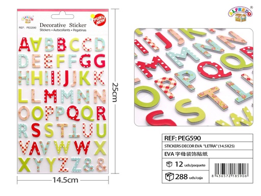 [PEG590] Stickers decorativos EVA "Letra" 14.5x25cm para manualidades