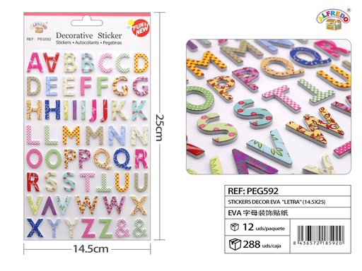 [PEG592] Stickers decorativos EVA "Letra" 14,5X25CM - Pegatinas