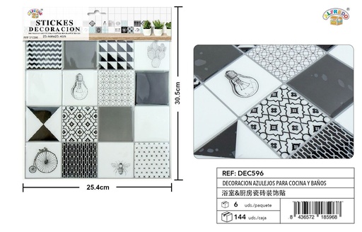 [DEC596] Decoración de azulejos para cocina y baños 25.4x30.5cm - Azulejos decorativos
