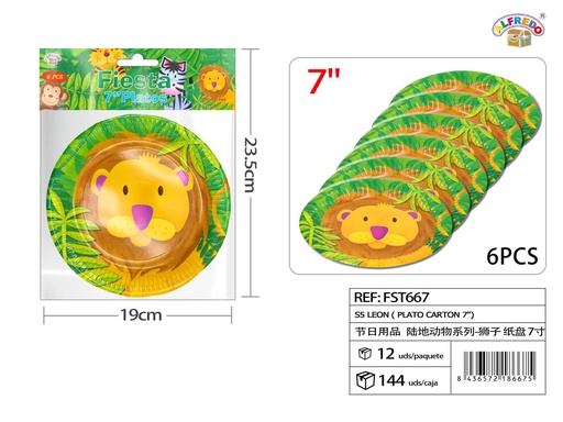 [FST667] Plato de cartón S5 león 7" - Artículos de fiesta