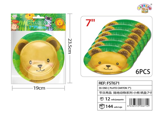 [FST671] Plato de cartón S5 oso 7" - Artículos de fiesta
