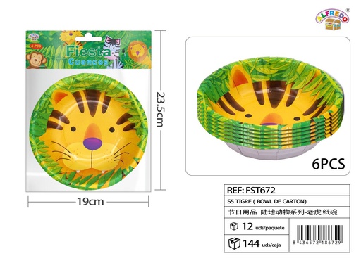 [FST672] Bowl de cartón diseño tigre para fiestas