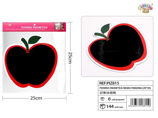 [PIZ815] Pizarra magnética negra forma manzana 25x25cm