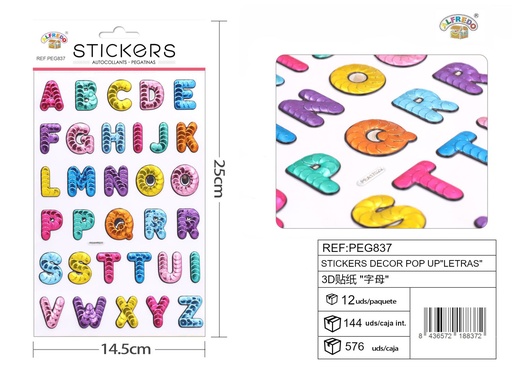 [PEG837] Stickers decorativos letras 14,5x25cm para manualidades