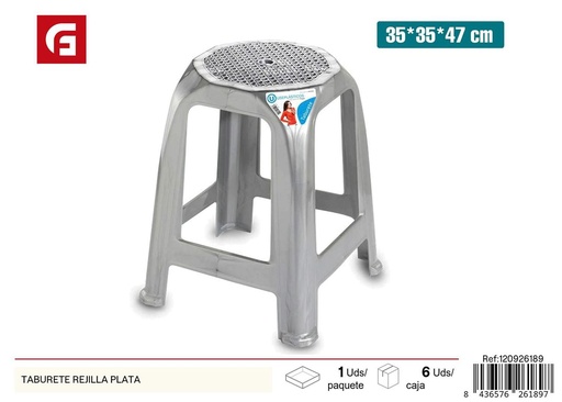 [120926189] Taburete de rejilla plata 35*35*47cm - Muebles y accesorios
