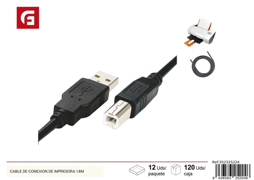 [352325224] Cable de conexión de impresora 1.8m para equipos de oficina