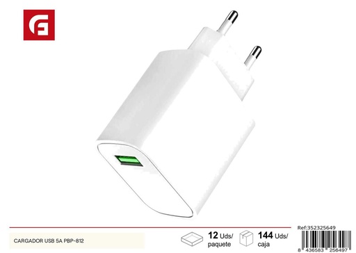 [352325649] Cargador USB 5A PBP-812 para dispositivos electrónicos