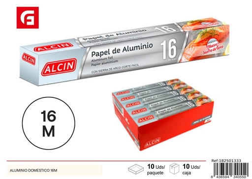 [182501333] Rollo de aluminio doméstico 16m - Utensilio de cocina