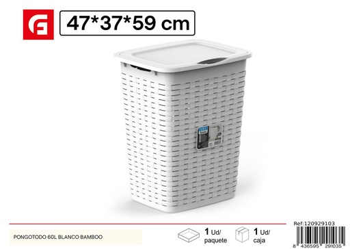[120929103] Contenedor PONGOTODO 60L blanco bamboo - Organización y almacenamiento