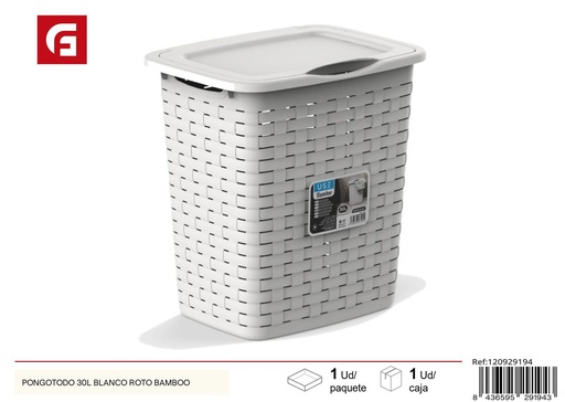 [120929194] Pongotodo 30L blanco roto de bambú para almacenamiento