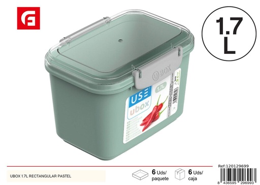 [120129699] Contenedor plástico rectangular pastel 1.7L