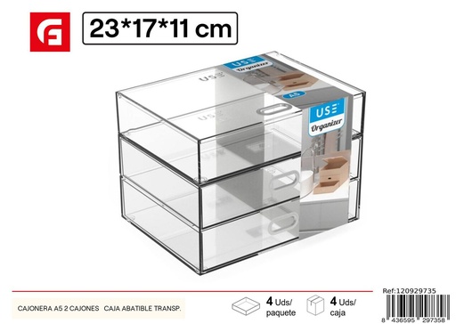 [120929735] Cajonera A5 con 2 cajones y caja abatible transparente