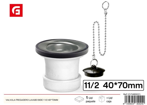 [157480021] Vávula fregadero lavabo bidé 1 1/2 40*70mm - Accesorios de fontanería