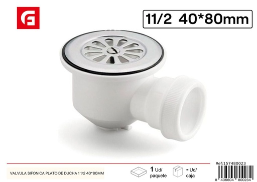[157480023] Desagüe para bañera 11/2 40*80mm - Válvula sifónica para plato de ducha