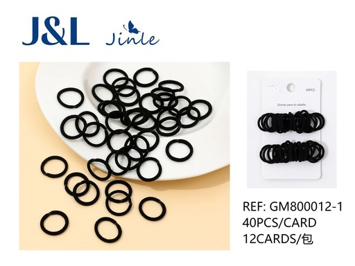 [GM800012-1] Goma de pelo negro 40pcs resistente y elástica