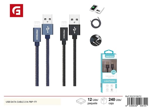 [352310672] Cable USB data 2.1A PBP-171 para carga y transferencia de datos