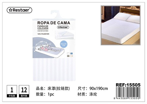 [15505] Funda de colchón 90x190cm blanco para protección