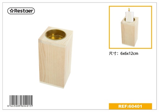 [60401] Candelero de madera 6*6*12 cm - Artículos de regalo
