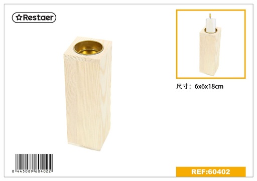 [60402] Candelero de madera 6x6x18cm para decoración