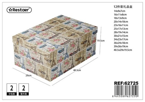 [62725] Caja de regalo 12 piezas 40.5x29x19.5cm con compartimentos